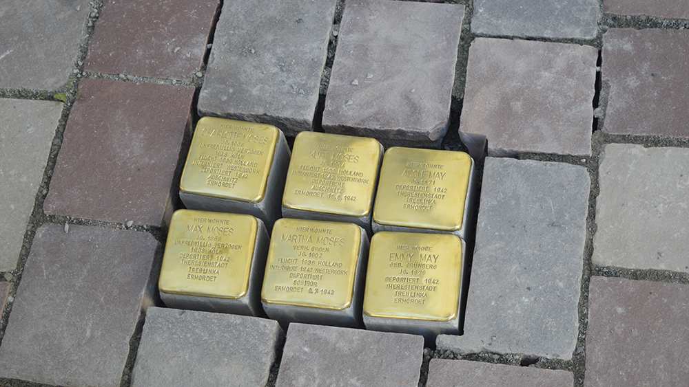 Sechs der verlegten Stolpersteine